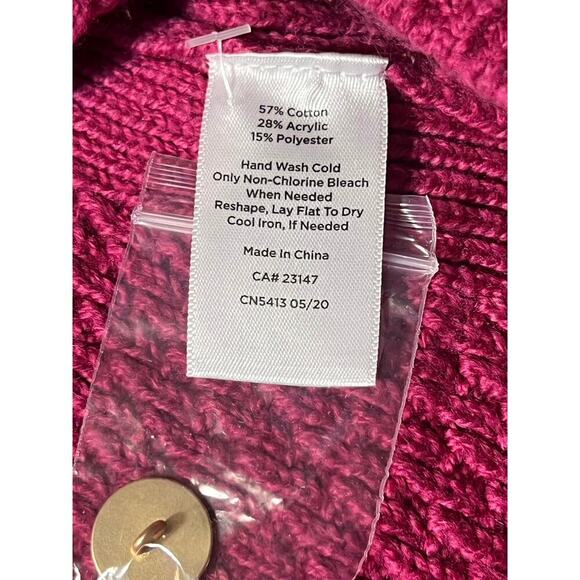 NWT Talbots Pink Chunky Sweater XS Gold Button Design on Shoulder - Picture 5 of 5